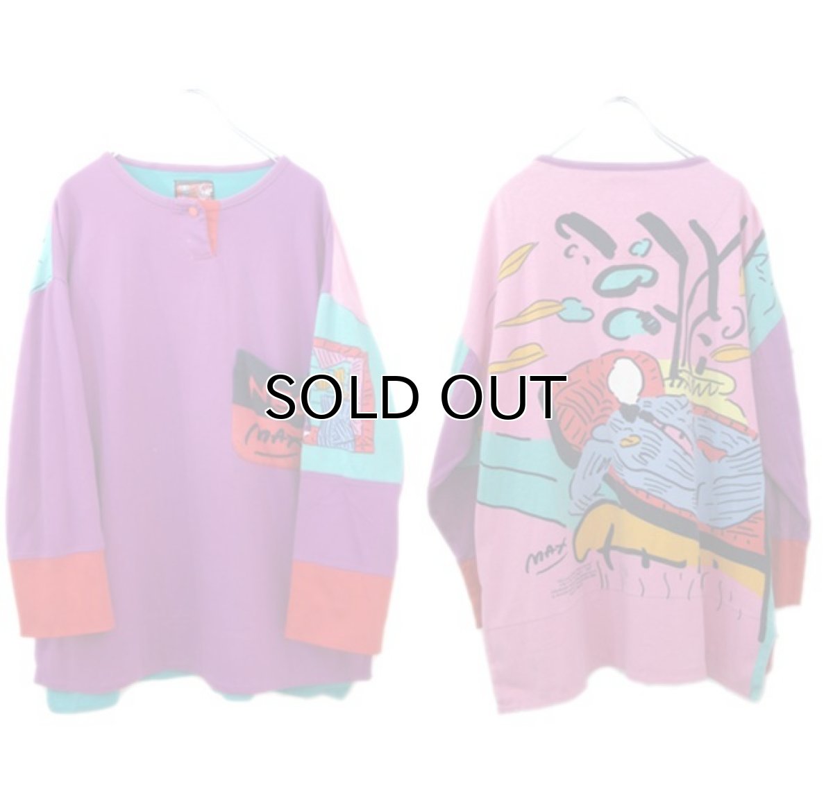 画像2: 1980's "NEO MAX" L/S Henley Shirts -Peter Max Signature Series- PURPLE size M - L (表記 L) (2)