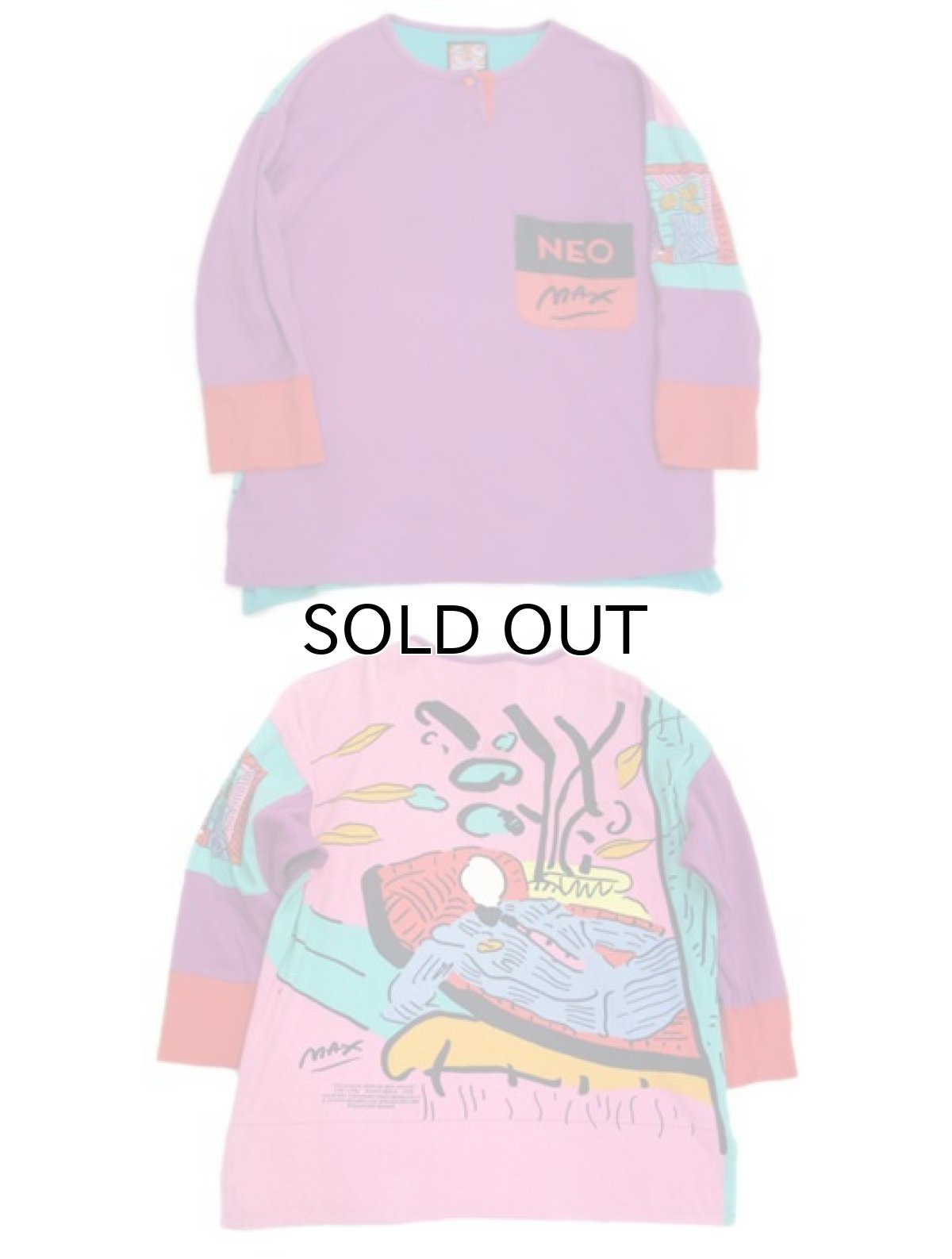 画像6: 1980's "NEO MAX" L/S Henley Shirts -Peter Max Signature Series- PURPLE size M - L (表記 L) (6)