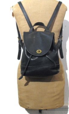 画像1: 1980-90's OLD COACH Leather Back Pack　BLACK (1)