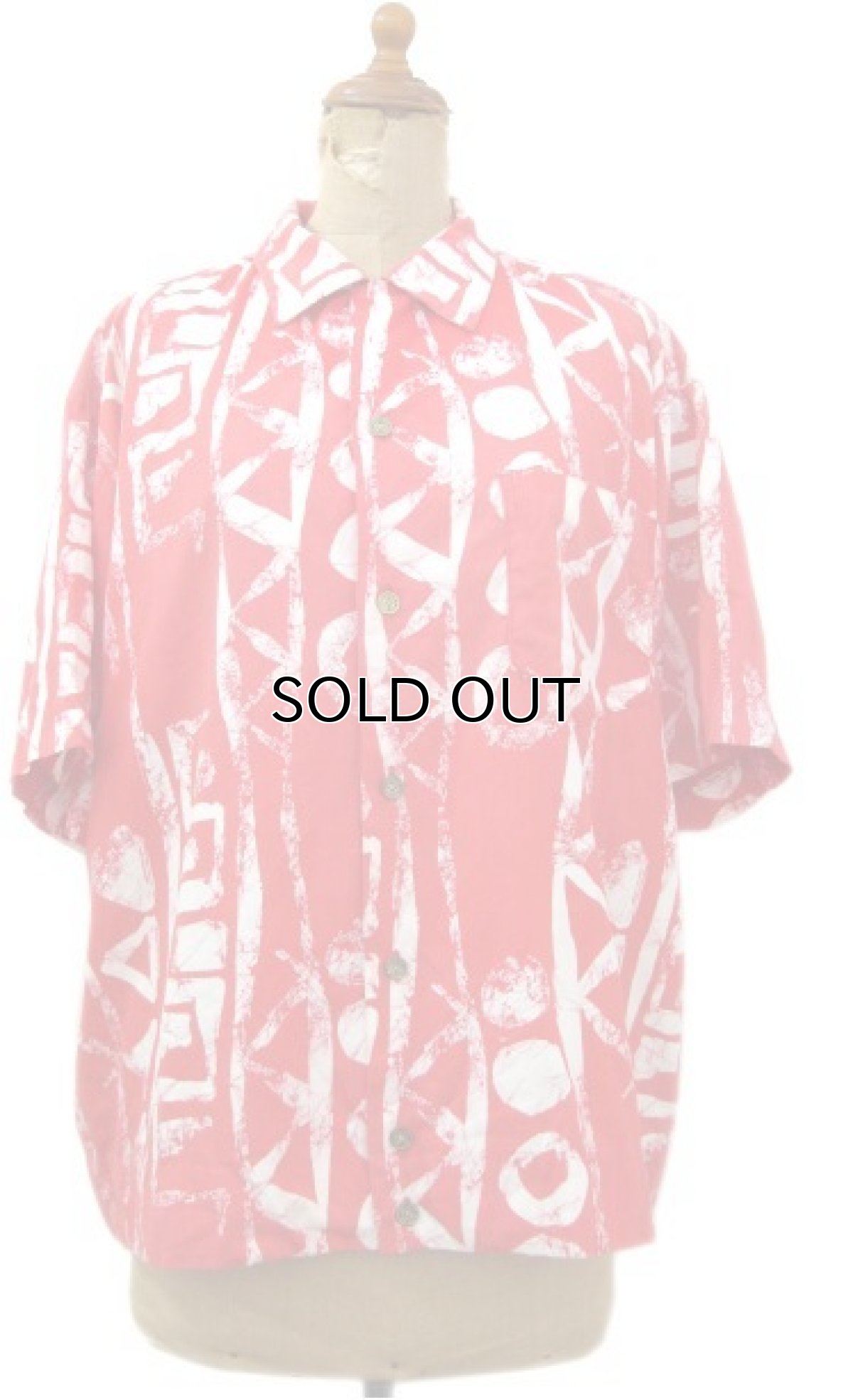 画像1: 1960's "ISLANDER by Kramer" Cotton Hawaiian Shirts　Salmon Red　size M - L (表記 不明) (1)