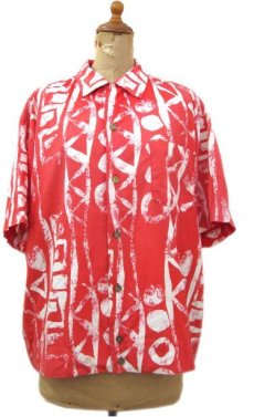 画像1: 1960's "ISLANDER by Kramer" Cotton Hawaiian Shirts　Salmon Red　size M - L (表記 不明) (1)