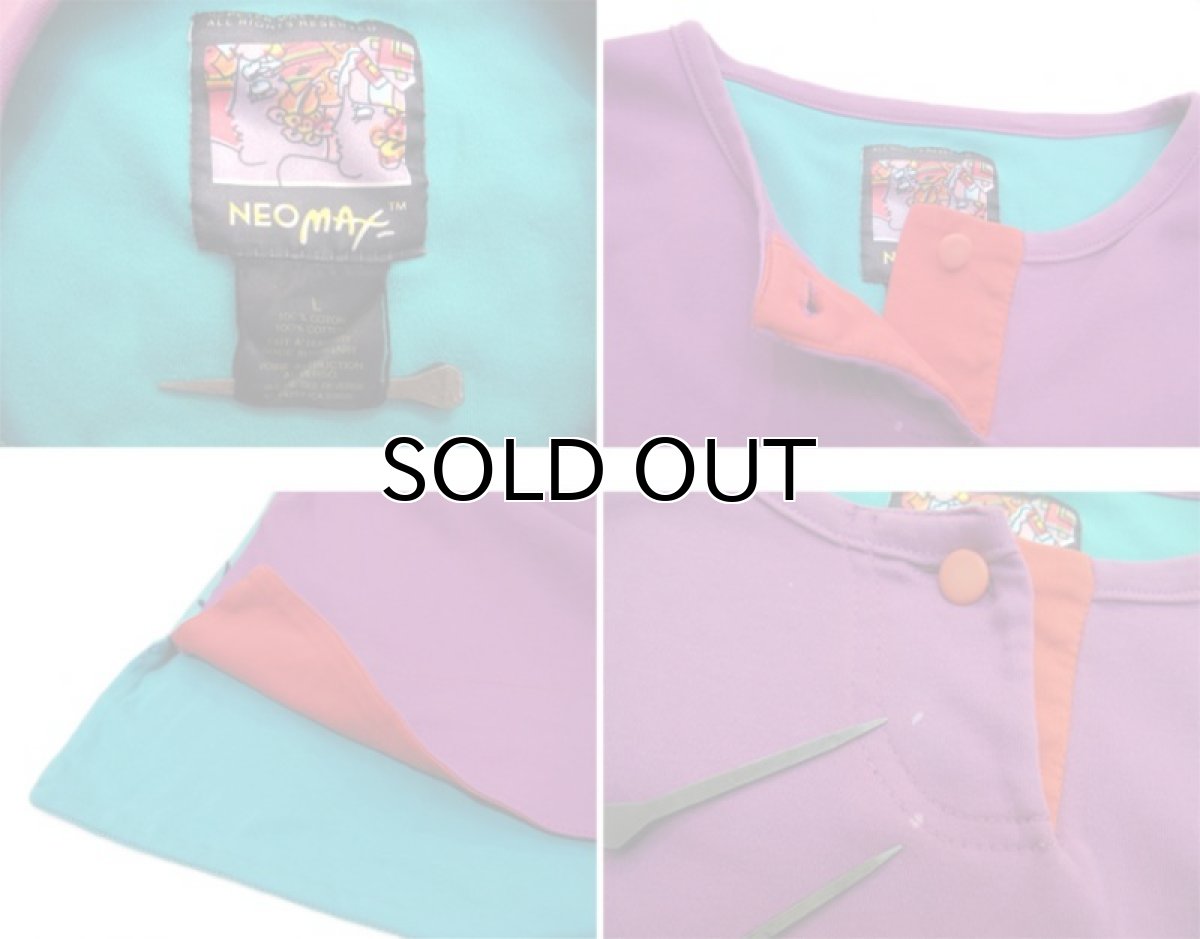 画像4: 1980's "NEO MAX" L/S Henley Shirts -Peter Max Signature Series- PURPLE size M - L (表記 L) (4)