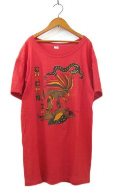 画像1: OLD SLORIS "CHICHEN ITZA " Print T-Shirts　RED　size M - L (表記 46) (1)