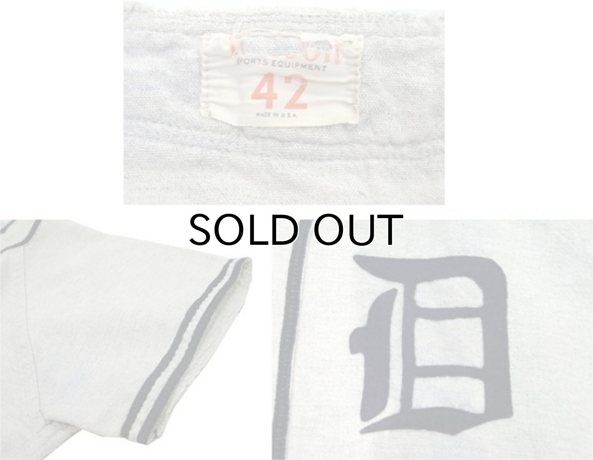 画像3: 1960's "WILSON" Baseball Wool Shirts -made in USA- Grey / Navy size L (表記 42) (3)