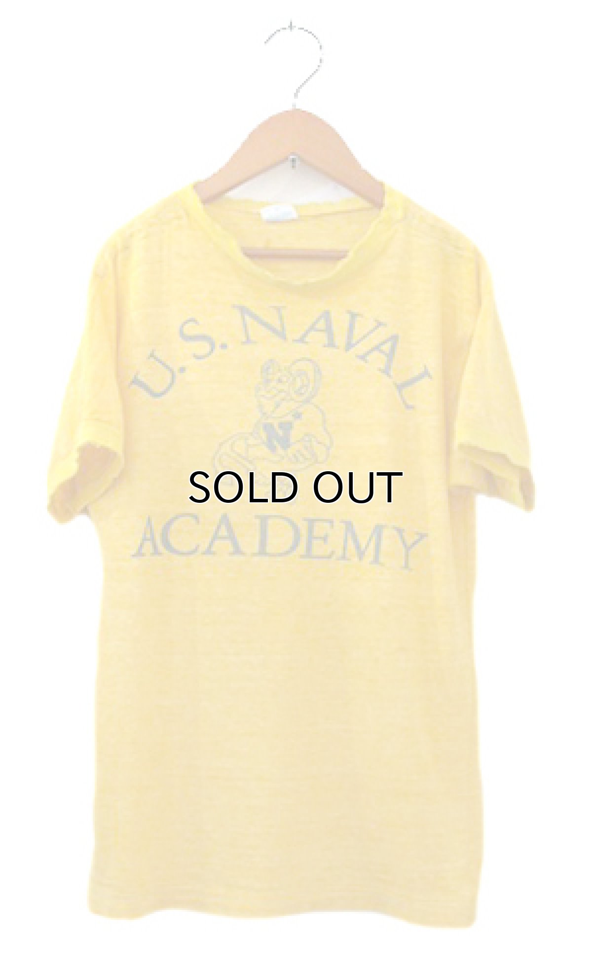 画像1: 1970's Champion "U.S.NAVAL ACADEMY" Ringer T-Shirts -made in USA-　Heather Yellow　size XS (表記 S) (1)