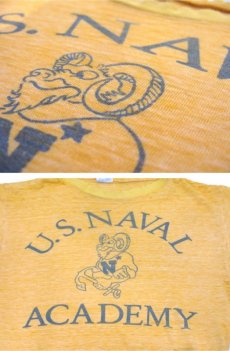 画像4: 1970's Champion "U.S.NAVAL ACADEMY" Ringer T-Shirts -made in USA-　Heather Yellow　size XS (表記 S) (4)