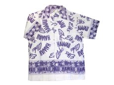 画像4: 1960-70's "Guy Romo" Cotton Hawaiian Shirts　White / Purple　size M (表記 M) (4)