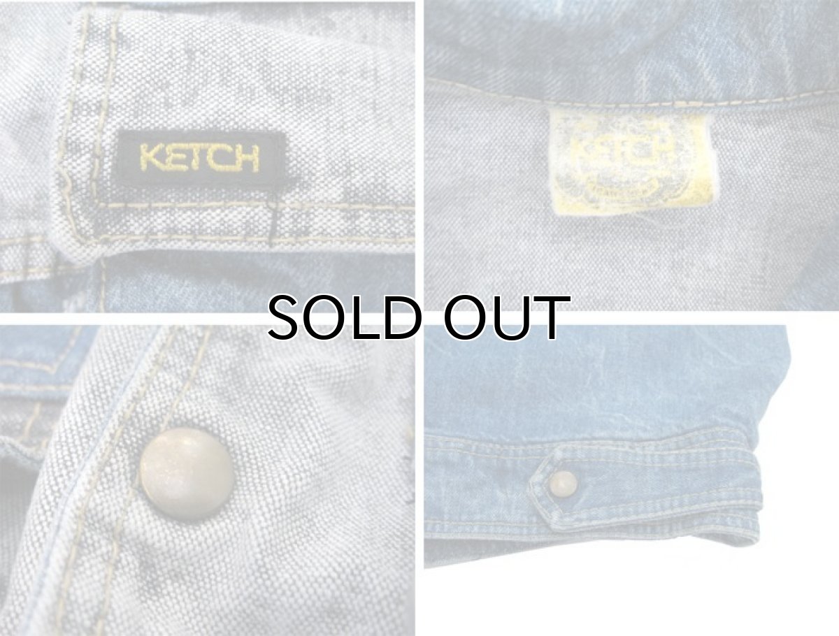 画像3: 1980's "KETCH" Design Denim Vest　Blue Denim / Black Denim　size M (表記 不明) (3)