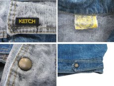 画像3: 1980's "KETCH" Design Denim Vest　Blue Denim / Black Denim　size M (表記 不明) (3)