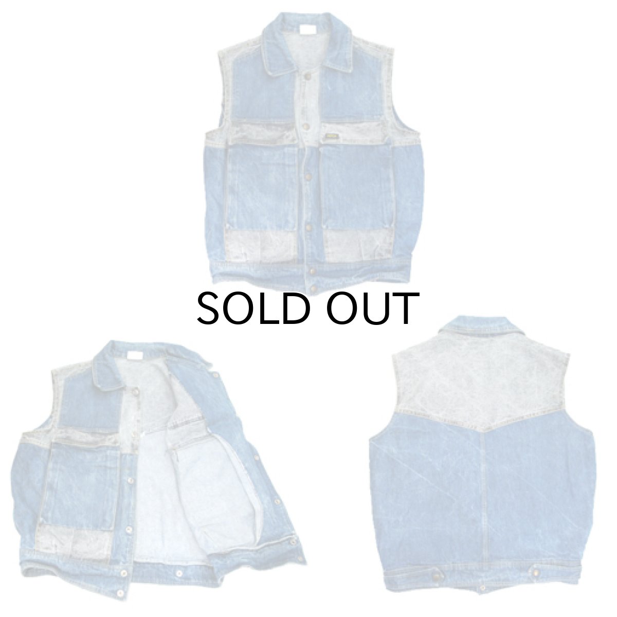 画像4: 1980's "KETCH" Design Denim Vest　Blue Denim / Black Denim　size M (表記 不明) (4)