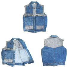画像4: 1980's "KETCH" Design Denim Vest　Blue Denim / Black Denim　size M (表記 不明) (4)