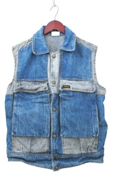 画像1: 1980's "KETCH" Design Denim Vest　Blue Denim / Black Denim　size M (表記 不明) (1)