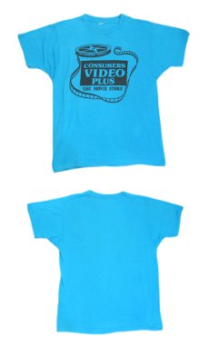 画像2: 1980's Screen Stars "VIDEO PLUS" Print T-Shirts　BLUE　size M (表記 L) (2)