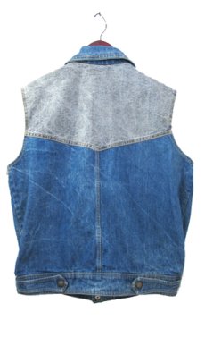画像2: 1980's "KETCH" Design Denim Vest　Blue Denim / Black Denim　size M (表記 不明) (2)