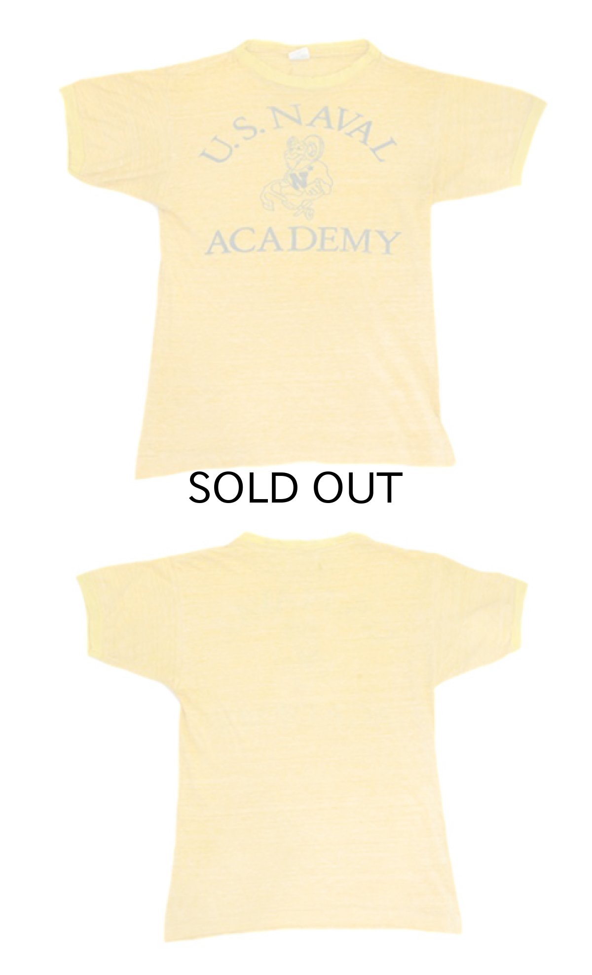 画像2: 1970's Champion "U.S.NAVAL ACADEMY" Ringer T-Shirts -made in USA- Heather Yellow size XS (表記 S) (2)