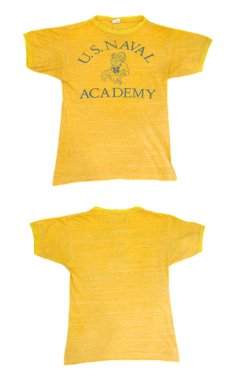 画像2: 1970's Champion "U.S.NAVAL ACADEMY" Ringer T-Shirts -made in USA-　Heather Yellow　size XS (表記 S) (2)