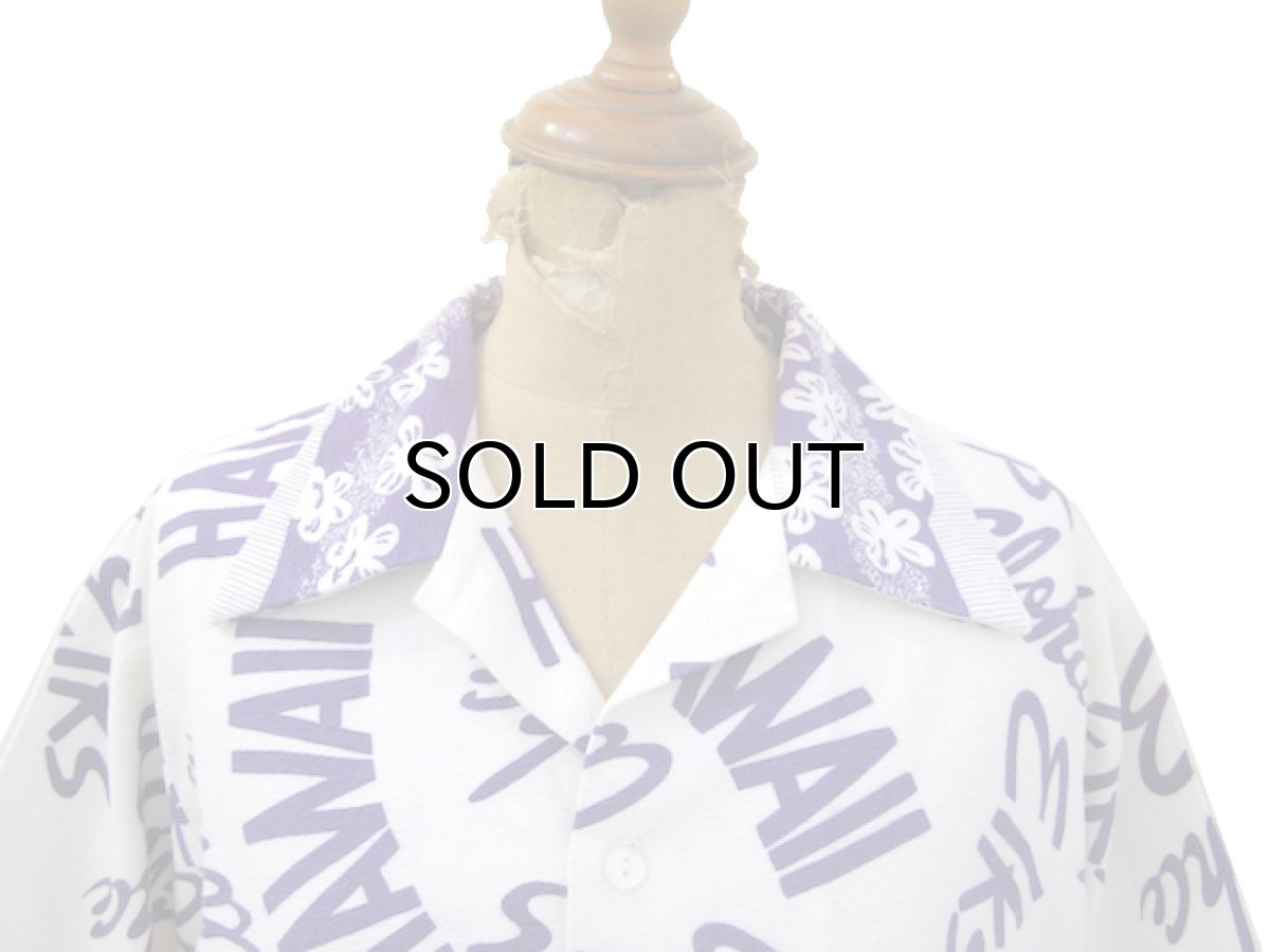 画像3: 1960-70's "Guy Romo" Cotton Hawaiian Shirts　White / Purple　size M (表記 M) (3)