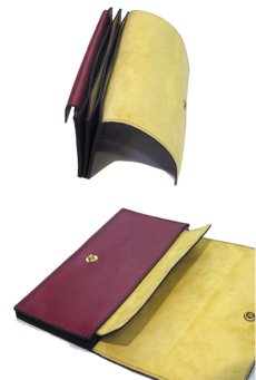 画像3: "JUTTA NEUMANN" Leather Wallet "the Waiter's Wallet"  color : Burgundy / Yellow 長財布 (3)