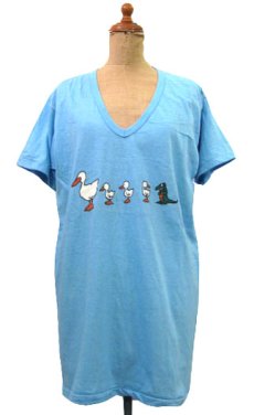 画像1: 1980's "Fruit of the Room" Print T-Shirts　Sax Blue　size L - XL (表記 L) (1)
