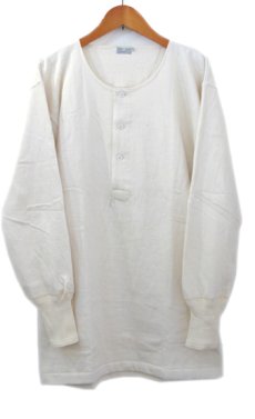 画像1: ~1960's Europe Cotton Pile Henley Neck Shirts DEAD STOCK　size M - L (表記 7) (1)