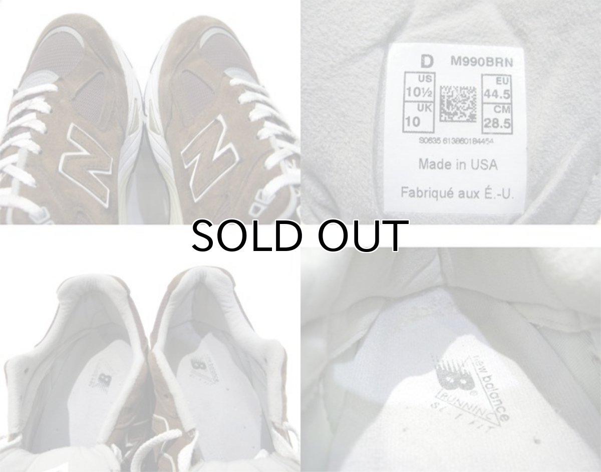 画像4: New Balance 990 Running Shoes -made in USA- BROWN size 10 1/2 (28.5 cm) (4)