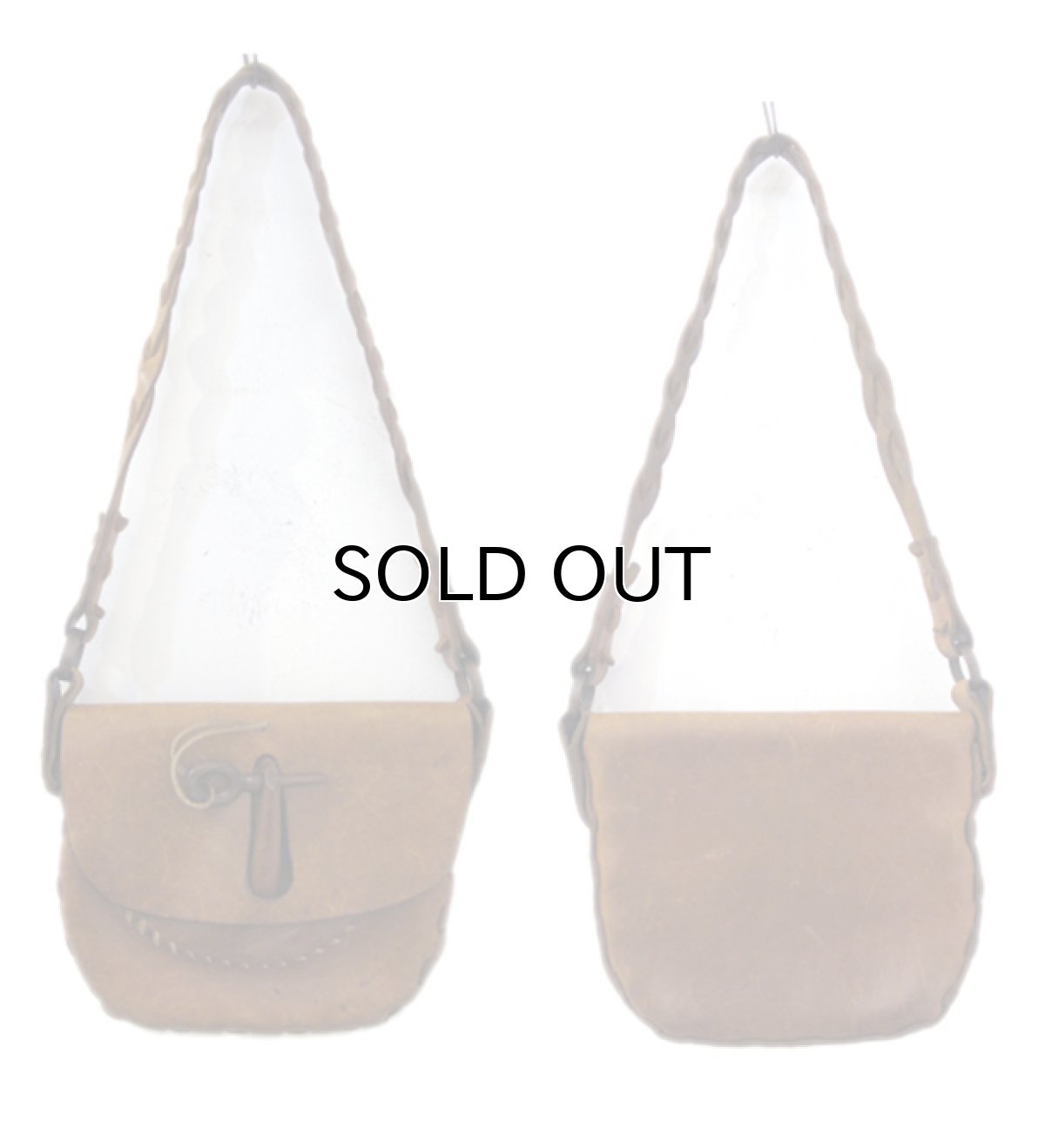 画像2: 1970's Leather Craft Shoulder Bag with Wood Key color : Lt. Brown (2)