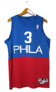 画像1: NIKE NBA Game Shirts "SIXERS IVERSON 3"　Blue / Red / White　size M (1)