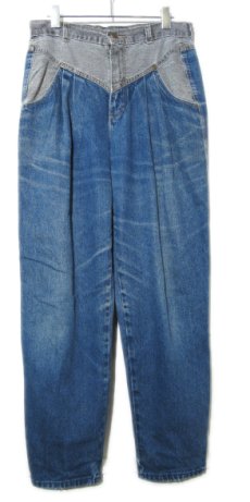 画像1: 1980's "ZENA" Design Tuck Denim Pants -made in USA-　Blue Denim / Black Denim　size w 30.5 inch (1)