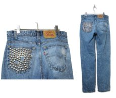 画像2: 1990's Levi Strauss & Co. Lot 505 Denim Pants with Studs　Blue Denim　size w 31 inch (表記 32 x 32) (2)