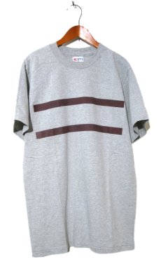 画像1: EAGLE USA "Double Line" Print T-Shirts -made in USA-　Grey / Burgundy　size M - L (表記 M) (1)