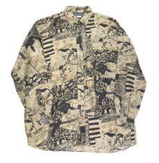 画像6: 1990's~ "PURE" Japanese Pattern Silk Shirts　Beige / Black　size L (表記 M) (6)