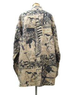 画像2: 1990's~ "PURE" Japanese Pattern Silk Shirts　Beige / Black　size L (表記 M) (2)