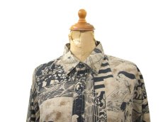 画像3: 1990's~ "PURE" Japanese Pattern Silk Shirts　Beige / Black　size L (表記 M) (3)