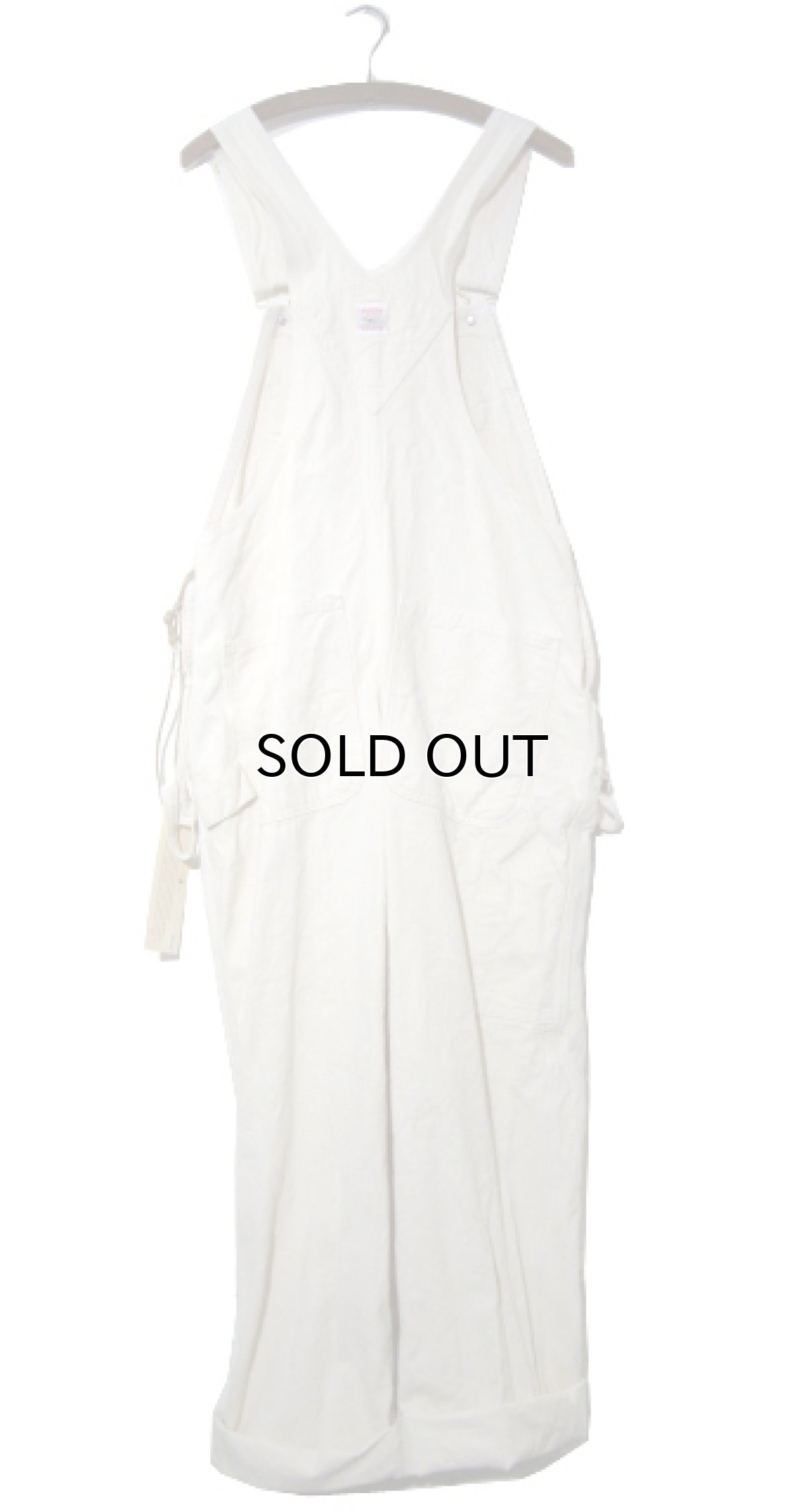画像2: NEW "POINTER" White Duck Overall with Apron -made in USA-　Off White　size w34 x L30 (2)