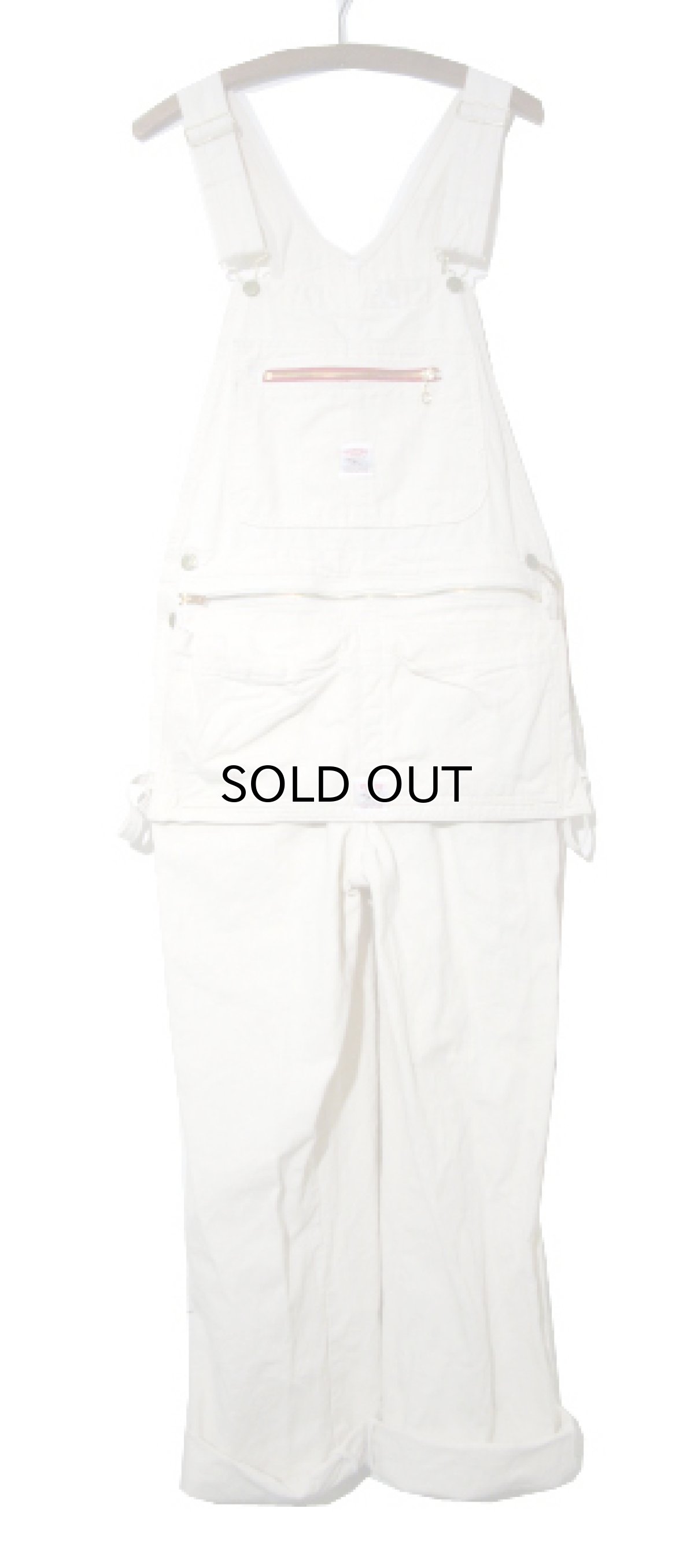 画像1: NEW "POINTER" White Duck Overall with Apron -made in USA-　Off White　size w34 x L30 (1)