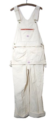 画像1: NEW "POINTER" White Duck Overall with Apron -made in USA-　Off White　size w34 x L30 (1)