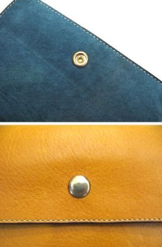 画像4: "JUTTA NEUMANN" Leather Wallet "the Waiter's Wallet"  Medium Size　color : Mustard / Turquoise (4)