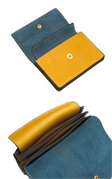 画像5: "JUTTA NEUMANN" Leather Wallet "the Waiter's Wallet"  Medium Size　color : Mustard / Turquoise (5)