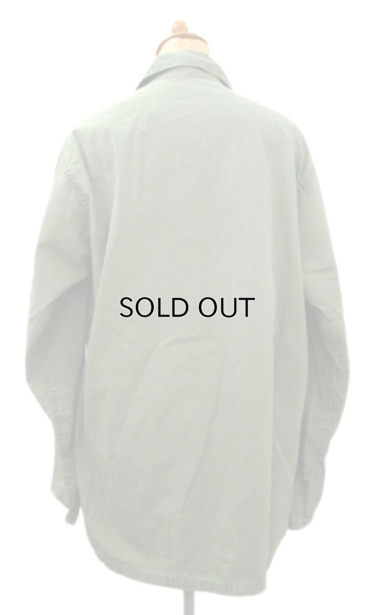 画像2: 1960's U.S.Military "TROOPER" L/S Cotton Poplin Fatigue Shirts OLIVE size M - L (表記 M) (2)