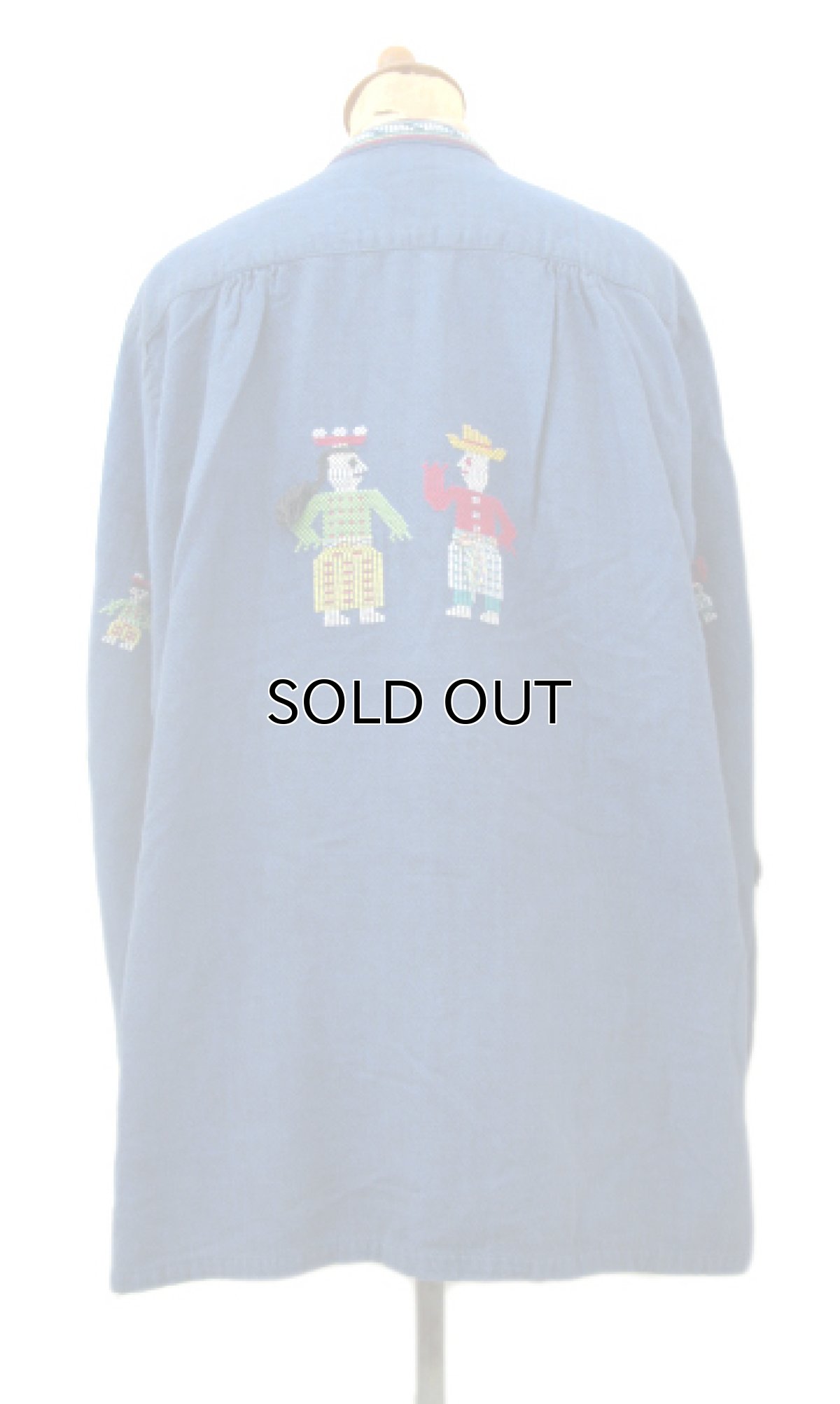 画像2: 1970's OLD Guatemara Shirts  Navy Blue size M - L  (表記 不明 ) (2)