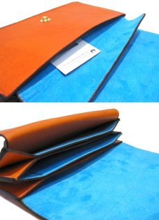 画像3: "JUTTA NEUMANN" Leather Wallet "the Waiter's Wallet"  color : Orange / Sky Blue 長財布 (3)