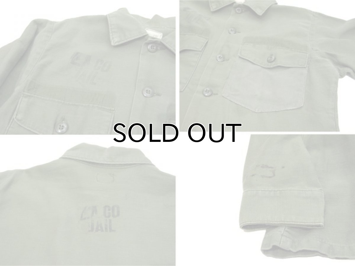 画像4: 1970's U.S.Military L/S Cotton Fatigue Shirts OLIVE size M - L (表記 15 1/2 x 33) (4)