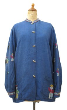 画像1: 1970's OLD Guatemara Shirts  Navy Blue　size M - L  (表記 不明 ) (1)