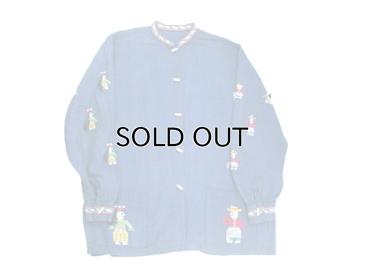 画像6: 1970's OLD Guatemara Shirts  Navy Blue size M - L  (表記 不明 ) (6)