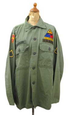 画像1: 1960's U.S.Military "TROOPER" L/S Cotton Poplin Fatigue Shirts　OLIVE　size M - L (表記 M) (1)