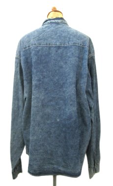 画像2: 1980's "AJ's" CHemical Wash Design Denim Shirts　Dead Stock　Blue Denim　size M (表記 S) (2)