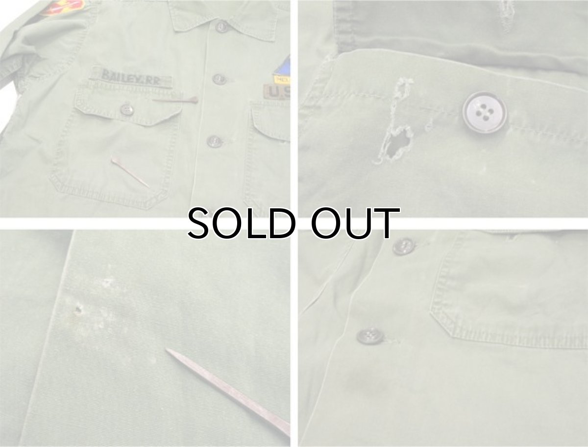 画像6: 1960's U.S.Military "TROOPER" L/S Cotton Poplin Fatigue Shirts OLIVE size M - L (表記 M) (6)
