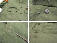画像6: 1960's U.S.Military "TROOPER" L/S Cotton Poplin Fatigue Shirts　OLIVE　size M - L (表記 M) (6)