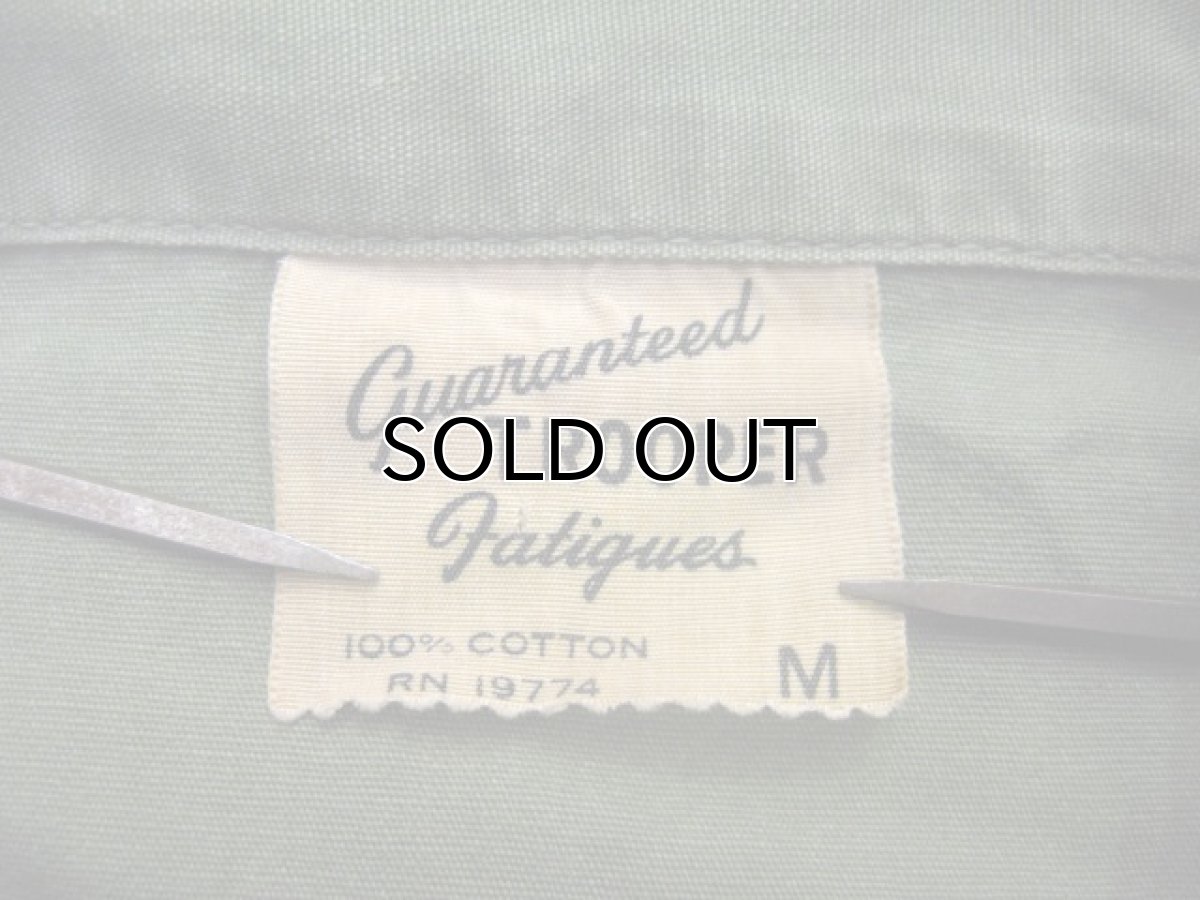 画像3: 1960's U.S.Military "TROOPER" L/S Cotton Poplin Fatigue Shirts OLIVE size M - L (表記 M) (3)