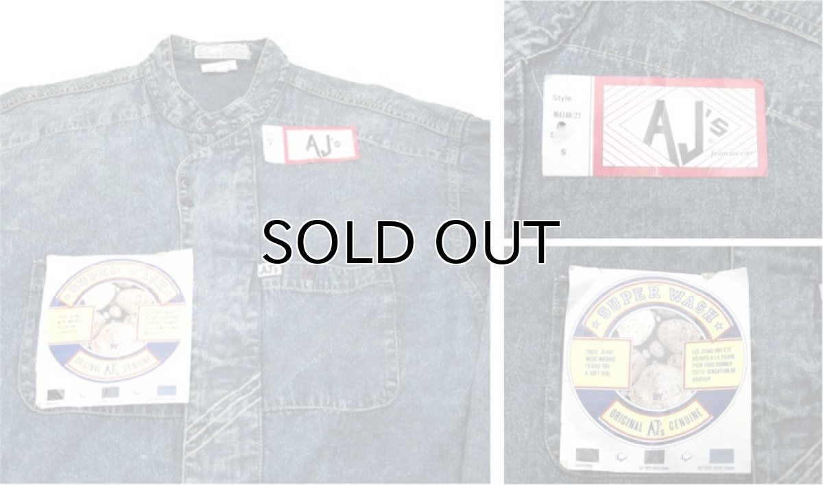 画像6: 1980's "AJ's" CHemical Wash Design Denim Shirts　Dead Stock　Blue Denim　size M (表記 S) (6)